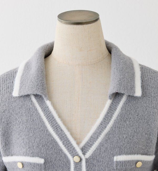  「襟付き配色ニットミニワンピース」|ワンピース|