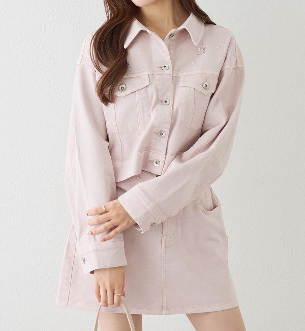  「ビジューデニムジャケット」|ダウン|