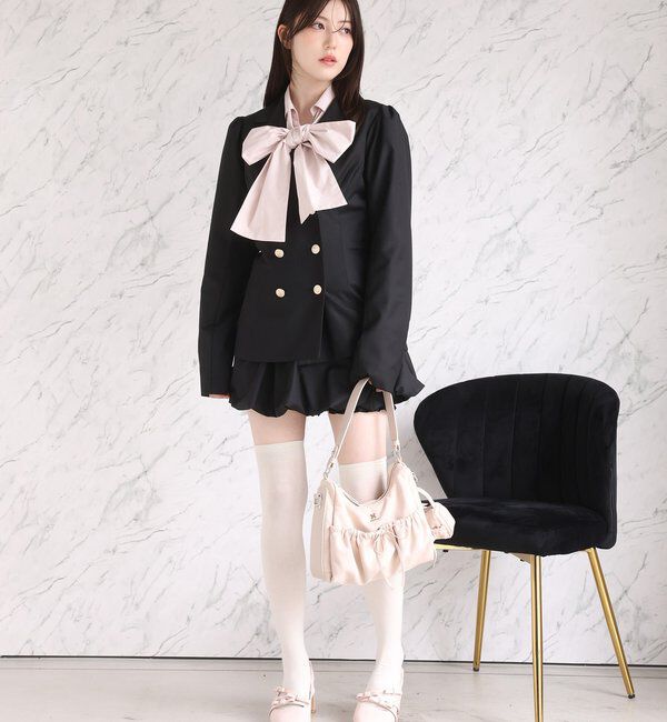  「ミニバッグチャーム付きドロストリボンバッグ」|ショルダー・メッセンジャー|