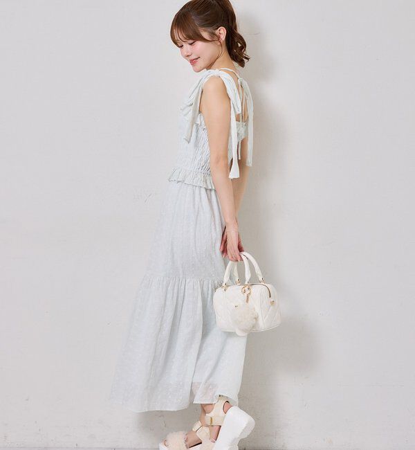  「【SMサイズ展開あり】肩リボンシャーリングワンピース」|ワンピース|