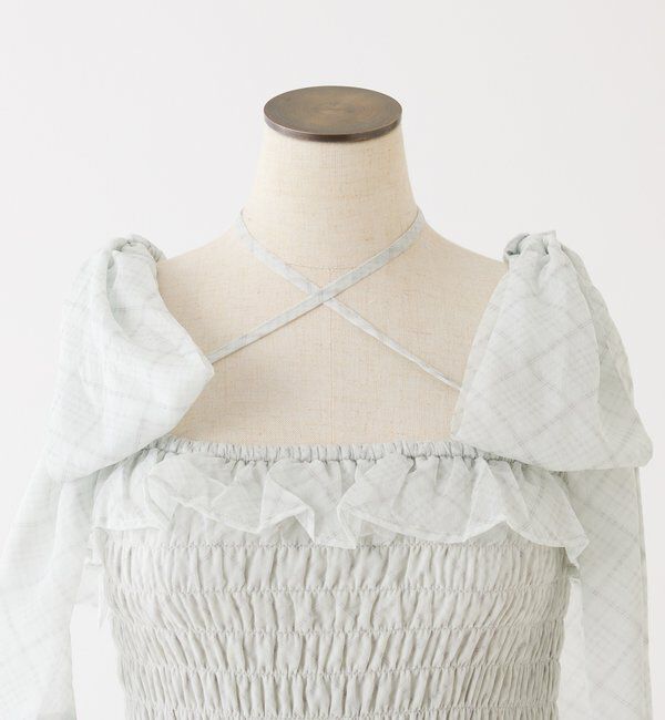  「【SMサイズ展開あり】肩リボンシャーリングワンピース」|ワンピース|