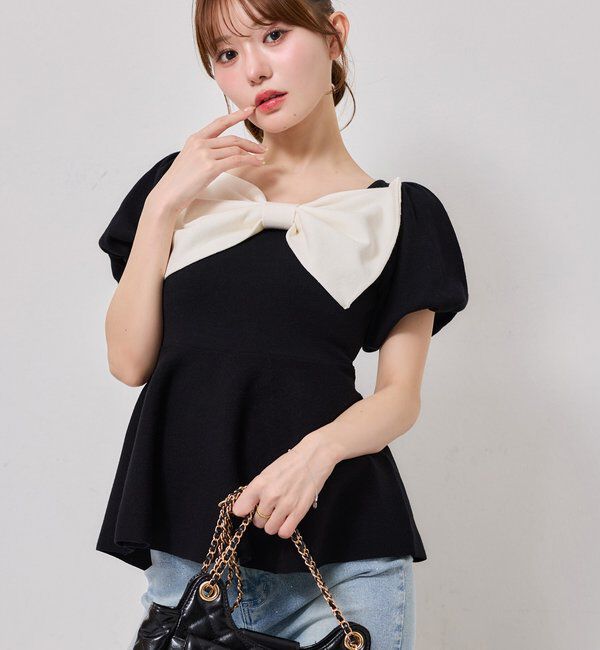  「リボンニットチュニック」|ニット・セーター|