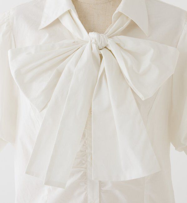  「半袖フロントギャザーボウタイブラウス」|シャツ・ブラウス|