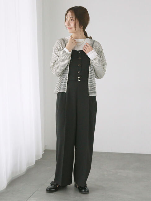 Te chichi TERRASSE「フロントボタンサロペット《2025spring catalog item》」|その他|ブラック