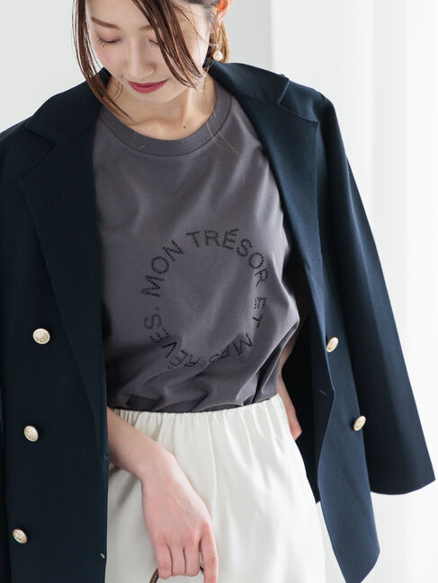 Te chichi「ラインストーンサークルロゴTシャツ」|Tシャツ・カットソー|チャコールグレー