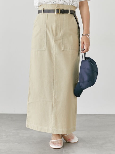 Lugnoncure「配色ステッチスカート《2025summer catalog item》」|スカート|ベージュ