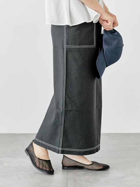 Lugnoncure「配色ステッチスカート《2025summer catalog item》」|スカート|ブラック