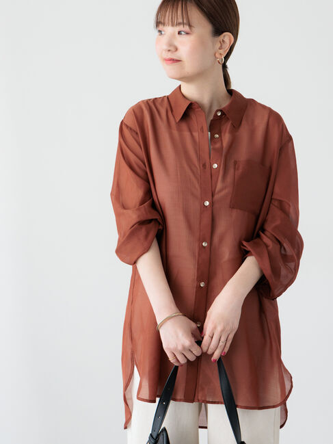 Lugnoncure「金釦レギュラーカラーシアーシャツ」|シャツ・ブラウス|