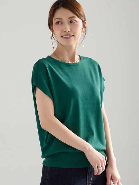 Te chichi「フレンチスリーブニット」|ニット・セーター|グリーン