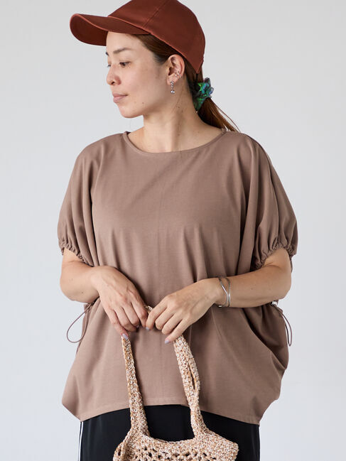 Lugnoncure「【接触冷感】袖口ドロストトップス」|Tシャツ・カットソー|モカ