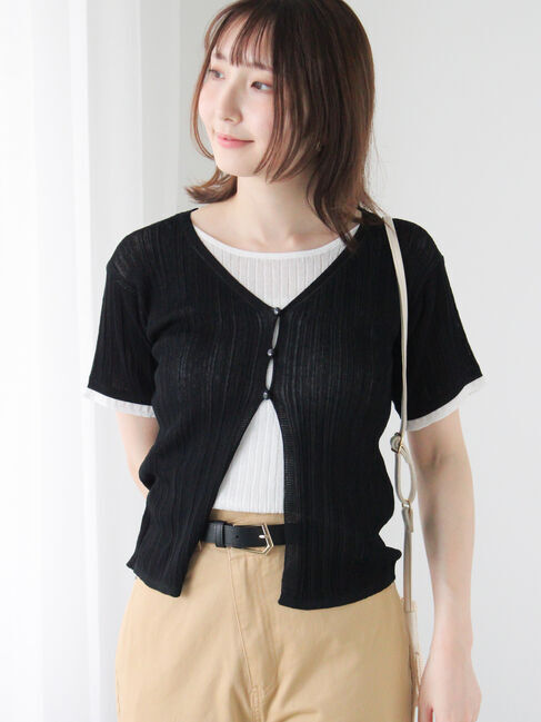 Te chichi TERRASSE「レイヤード風リブニット」|ニット・セーター|ブラック