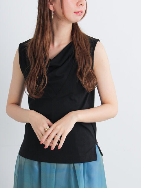 Te chichi「ドレープネックノースリーブトップス」|Tシャツ・カットソー|ブラック