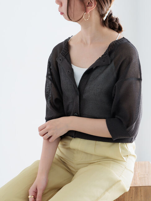 Te chichi「ペーパータッチヤーン2WAYメッシュニット」|ニット・セーター|チャコールグレー