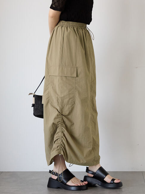 Te chichi TERRASSE「ドロストカーゴスカート」|スカート|カーキ