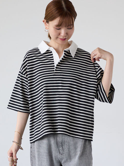 Lugnoncure「ボーダーラガーシャツ」|その他|ブラック