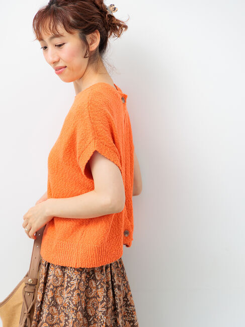 Lugnoncure「◎ブークレ前後2WAYニットベスト」|ニット・セーター|オレンジ
