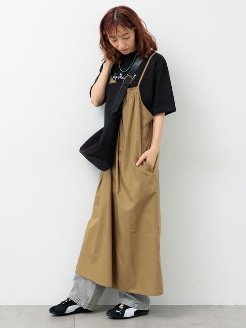 Lugnoncure「ギャザーキャミソールワンピース」|ワンピース|カーキ