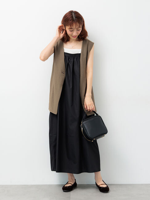 Lugnoncure「ギャザーキャミソールワンピース」|ワンピース|ブラック