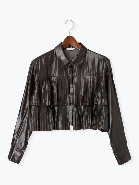 Te chichi「【Atelier plier】プリーツチンツ ティアードショートシャツ(セットアップ可)《2025Autumn catalog item》」|シャツ・ブラウス|