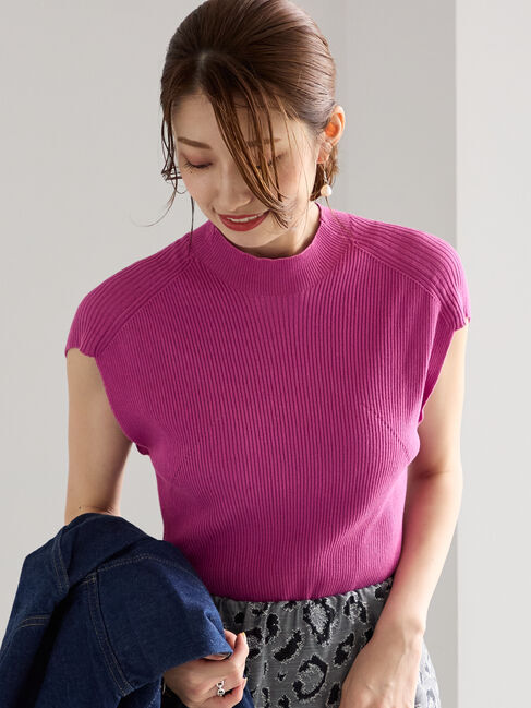 Te chichi「フレンチスリーブハイネックプルオーバー」|ニット・セーター|ピンク