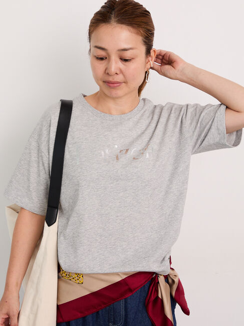Lugnoncure「【接触冷感】箔プリントロゴTシャツ」|Tシャツ・カットソー|グレー