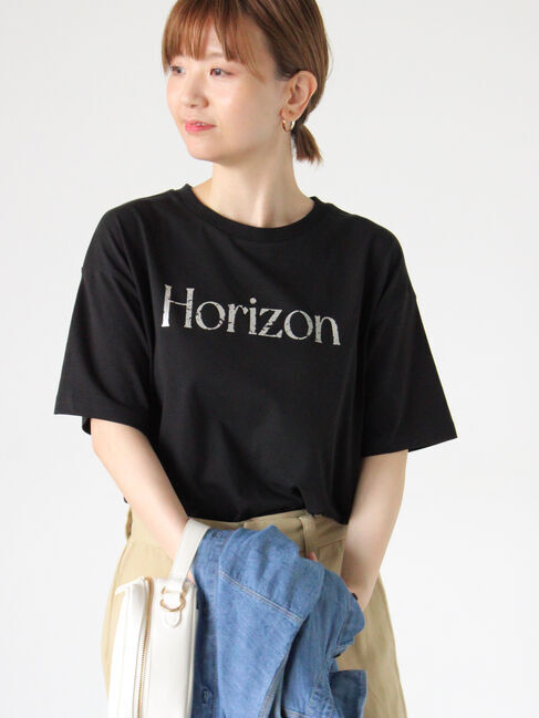 Lugnoncure「【接触冷感】箔プリントロゴTシャツ」|Tシャツ・カットソー|ブラック