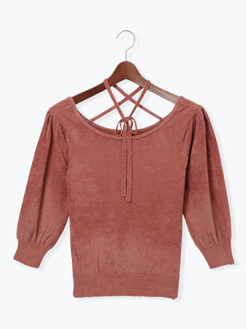 Te chichi TERRASSE「ベロアモール前後2WAYリボンニット《2025autumn catalog item》」|ニット・セーター|