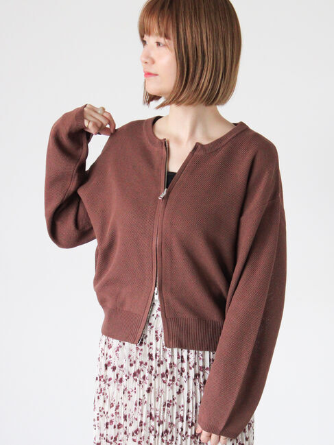 Lugnoncure「メッシュ編みWジップカーディガン」|カーディガン|