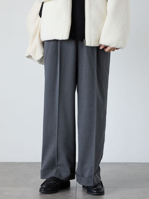 Lugnoncure「裾ダブルウエストタックパンツ」|その他|チャコールグレー