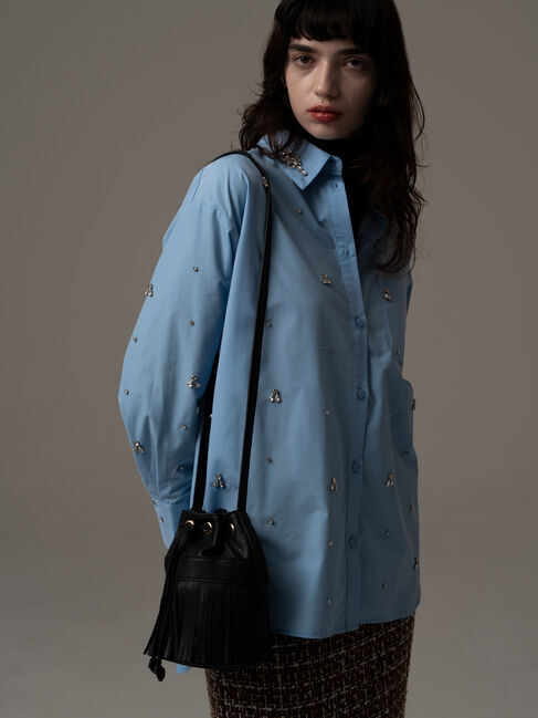 Te chichi「ビジューデザインシャツ《2025winter catalog item》」|シャツ・ブラウス|サックスブルー