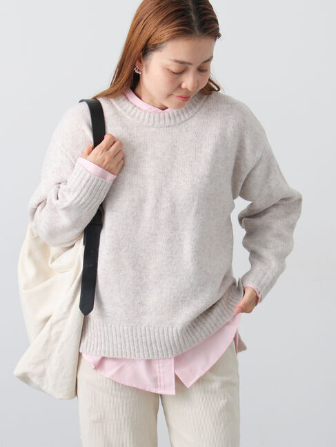 Lugnoncure「ウール混ふわふわクルーネックニット」|ニット・セーター|ベージュ