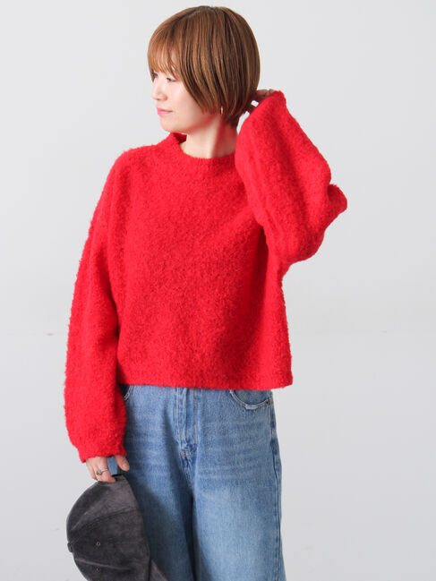 Lugnoncure「ブークレクロップドニット」|ニット・セーター|レッド