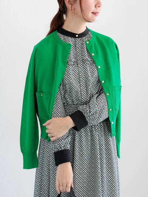 Te chichi「ポケット付きクルーネックカーディガン」|カーディガン|グリーン