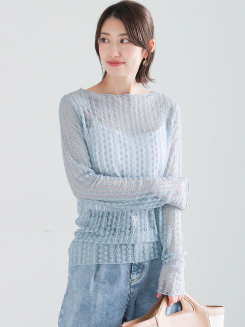 Te chichi「ストレッチレーストップス《2026 spring catalog item》」|Tシャツ・カットソー|サックスブルー