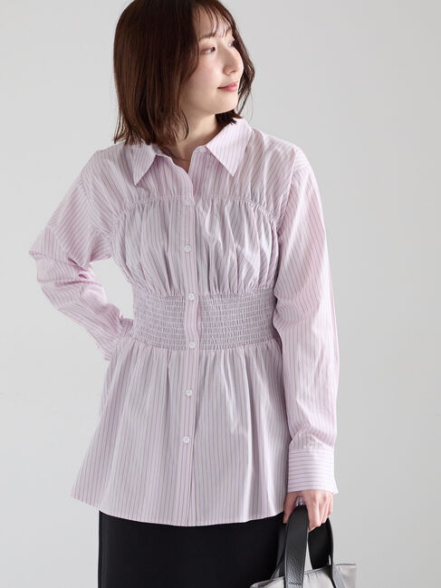 Te chichi「ペプラムシャーリングシャツブラウス」|シャツ・ブラウス|ピンク