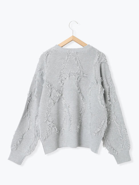 Samansa Mos2 blue「フリンジレースニットプルオーバー」|ニット・セーター|