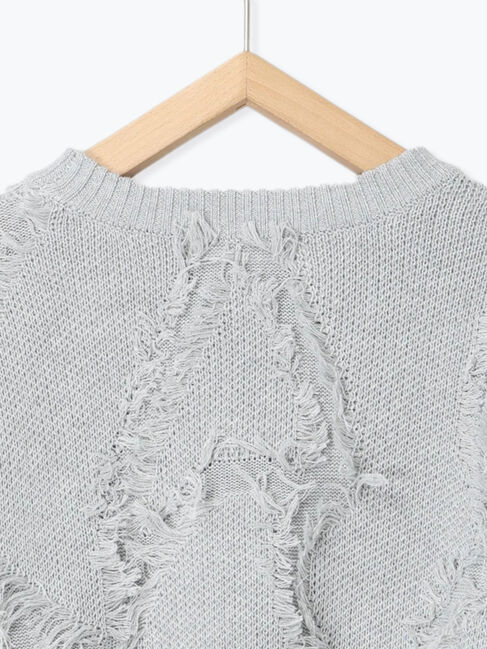 Samansa Mos2 blue「フリンジレースニットプルオーバー」|ニット・セーター|