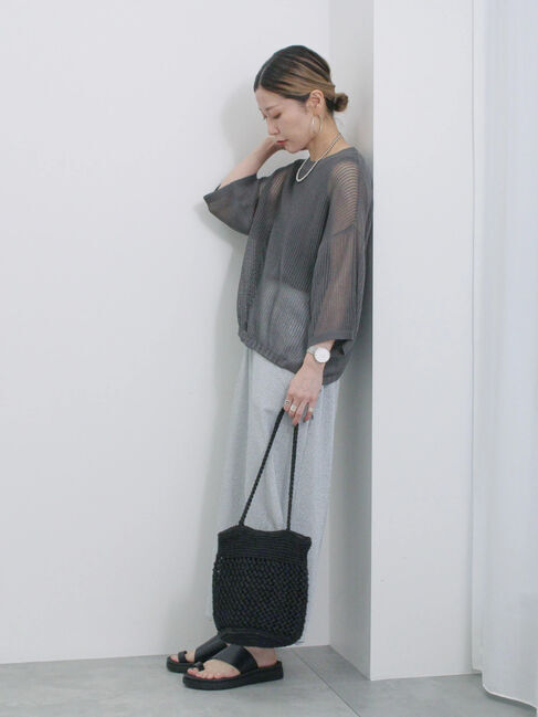 Samansa Mos2 blue「ラメナロースカート」|スカート|