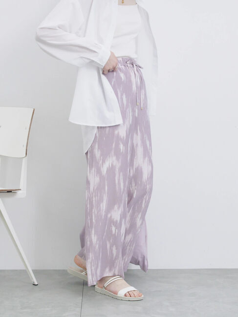 Samansa Mos2 blue「【接触冷感】水彩柄イージーパンツ」|その他|