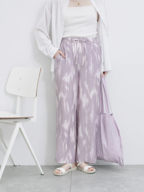 Samansa Mos2 blue「【接触冷感】水彩柄イージーパンツ」|その他|