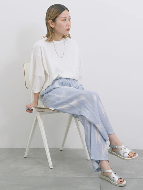 Samansa Mos2 blue「【接触冷感】水彩柄イージーパンツ」|その他|