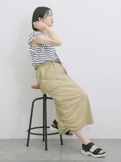 Samansa Mos2 blue「ナイロンカーゴスカート」|スカート|