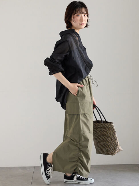 Samansa Mos2 blue「ナイロンカーゴスカート」|スカート|