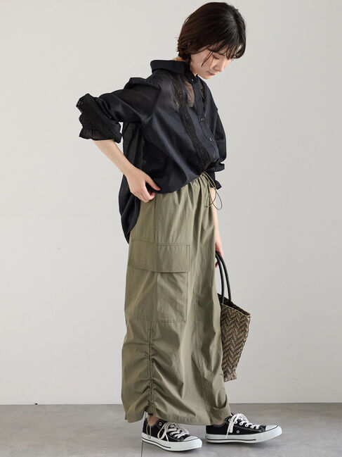 Samansa Mos2 blue「ナイロンカーゴスカート」|スカート|