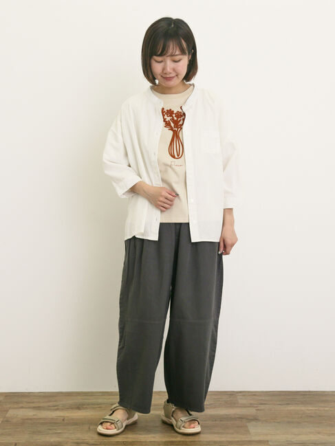 Samansa Mos2「花瓶柄コード刺繍Tシャツ」|Tシャツ・カットソー|