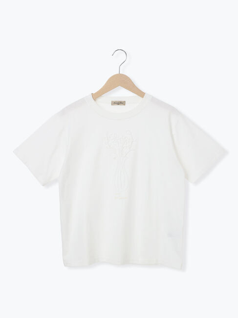 Samansa Mos2「花瓶柄コード刺繍Tシャツ」|Tシャツ・カットソー|