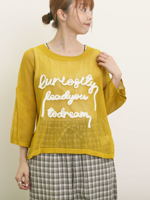 Samansa Mos2「テープロゴ刺繍ニットプルオーバー」|ニット・セーター|