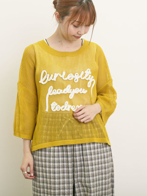 Samansa Mos2「テープロゴ刺繍ニットプルオーバー」|ニット・セーター|