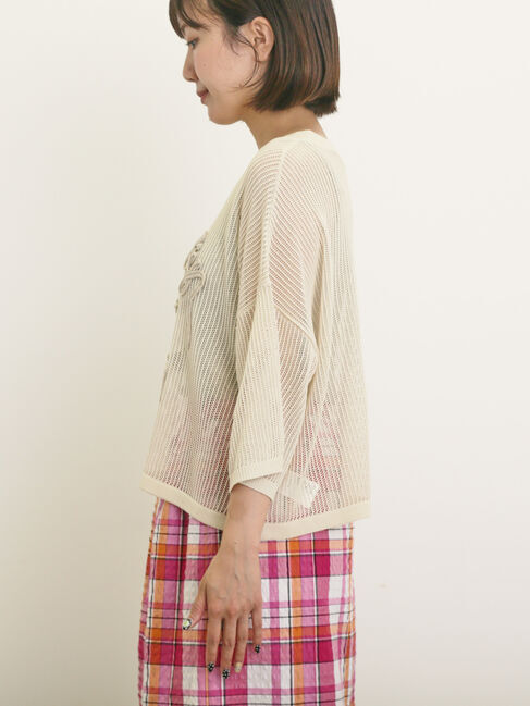 Samansa Mos2「テープロゴ刺繍ニットプルオーバー」|ニット・セーター|