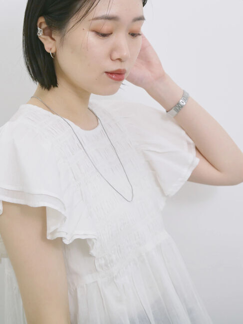 Samansa Mos2 blue「【Made in India】シャーリングブラウス」|シャツ・ブラウス|